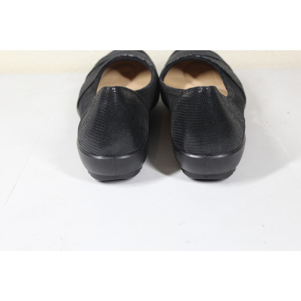 Hotter Natasha Black Suede Leather Ballet Flat Shoes Womens 6.5 Casual Comfort - Picture 4 of 6
